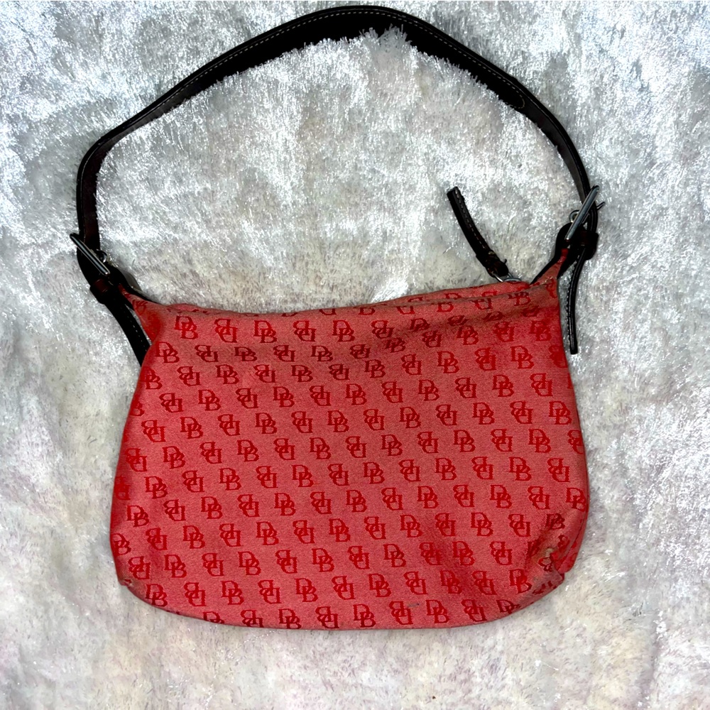 Dooney & Bourke Red Logo Shoulder Bag with Black Strap